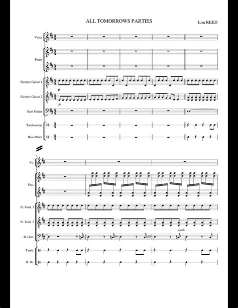 All Tomorrows Parties sheet music for Piano, Oboe, Guitar, Bass download free in PDF or MIDI