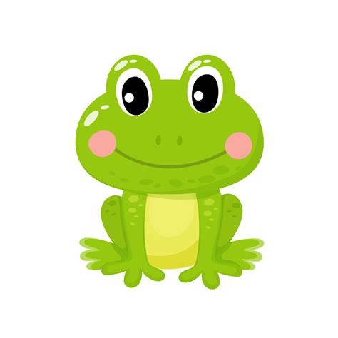 Vector illustration of cute green frog on a white background in cartoon ...