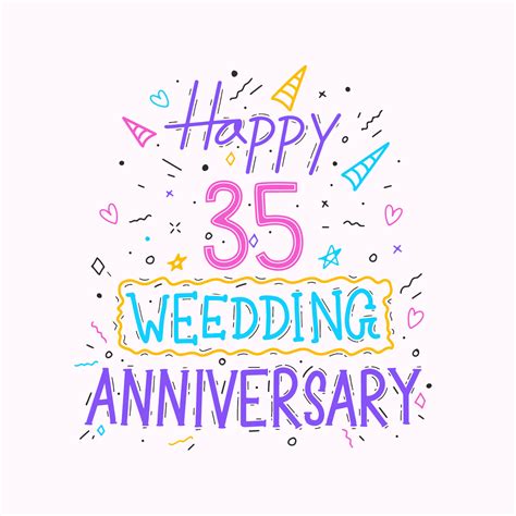 Happy 35th wedding anniversary hand lettering. 35 years anniversary ...