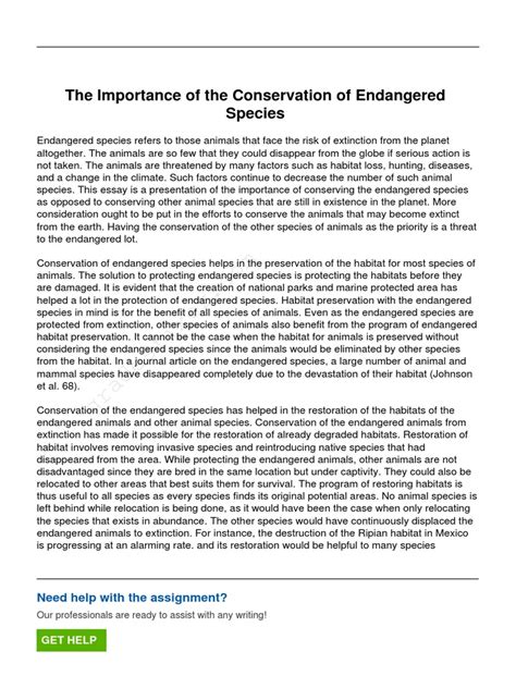 The Importance of The Conservation of Endangered Species | PDF | Endangered Species | Poaching