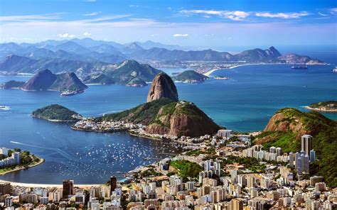 Rio de Zhaneiro Brazil-mountains-sea-city-skyline-Hd Wallpaper : Wallpapers13.com