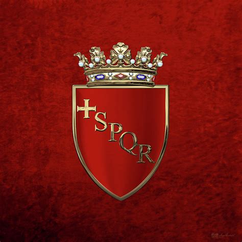 Coat of arms of Rome over Red Velvet Digital Art by Serge Averbukh - Pixels