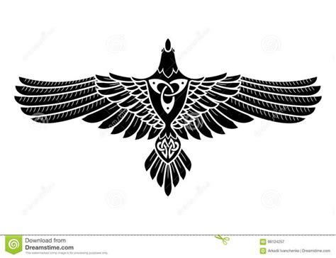 Illustration about The Raven of Odin, In Norse, Celtic style, on white, illustratin ...