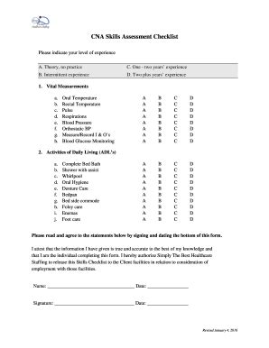 Long Term Care Cna Skills Checklist - Fill Online, Printable, Fillable ...