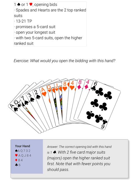 BIDDING: Opening Bid - Highest of 5-card suits = 1S (60secondbridge.com) | Bridge card game ...