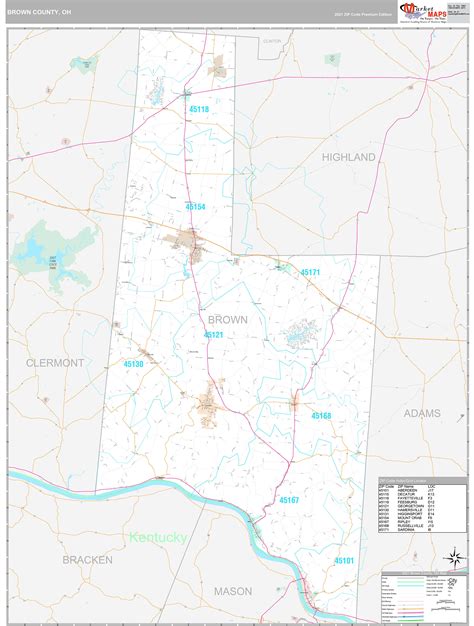 Brown County, OH Wall Map Premium Style by MarketMAPS