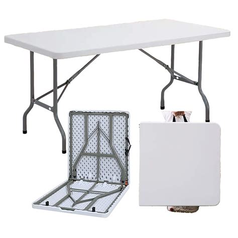 Buy 5ft Folding Table, Trestle Heavy Duty Plastic Fold-in-Half Portable ...