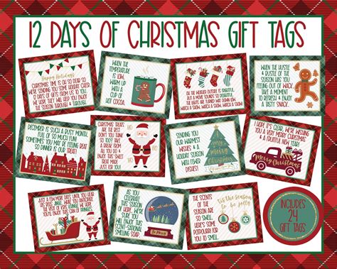 12 Days of Christmas Gift Tags Printable 12 Days of | Etsy