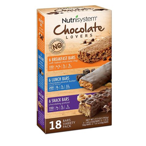 Nutrisystem Chocolate Lovers Breakfast, Lunch and Snack Bar Variety Pack, 18 Count - Walmart.com ...