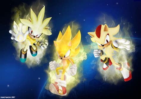 Super Sonic And Super Shadow And Super Silver Drawings