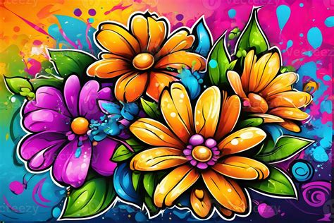 Flower Graffiti Wallpaper, Graffiti Background, Floral Graffiti Pattern ...