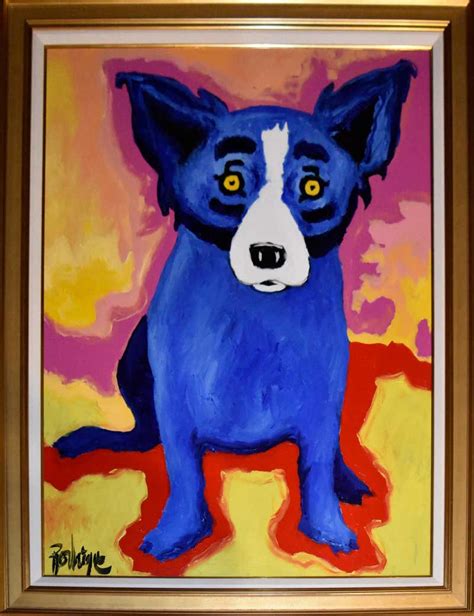 George Rodrigue - Original - Fire Wall - Signed Acrylic on Canvas - Blue Dog For Sale at 1stdibs