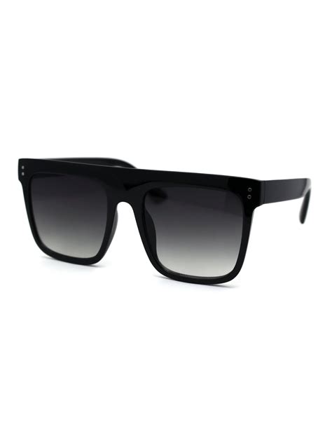 Flat Top Mobster Mafia Rectangular Retro Sunglasses Black Smoke - Walmart.com