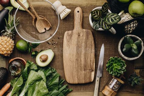 Fresh Organic Ingredients For Salad Making On Rustic Background Stock Photo - Image of ...