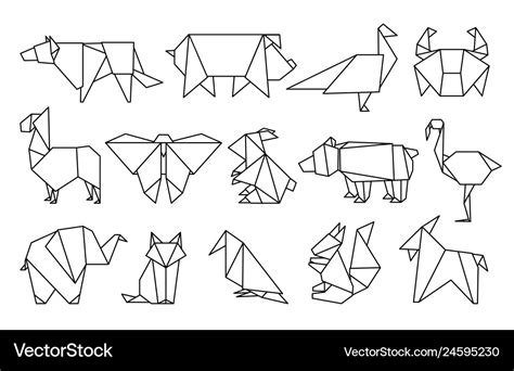 Line origami animals abstract polygon animals Vector Image