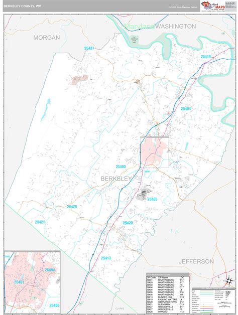 Berkeley County, WV Wall Map Premium Style by MarketMAPS - MapSales