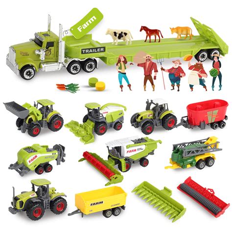 Buy Oriate Kid's Farm Toys Realistic Tractor Vehicle Playset, ABS Plastic & Diecast Car Set ...