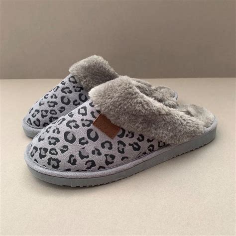 Leopard Print Slippers Grey size 41 - Pure Heart Boutique