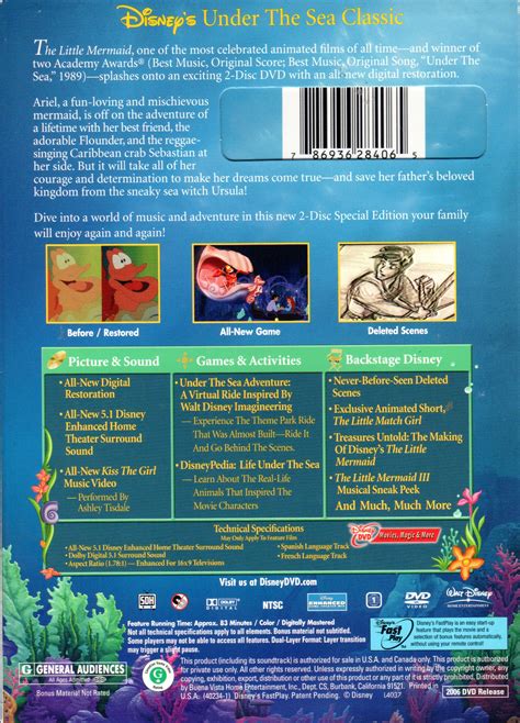 “THE LITTLE MERMAID”. A Walt Disney’s Animated Film. 2-DISC SPECIAL ...