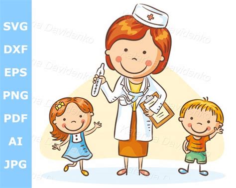 Cartoon Happy Doctor With Kids Healthcare Clipart Medical - Etsy