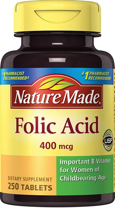 Buy Folic Acid 400 mcg, 250 Tabs, Nature Made Online, UK Delivery