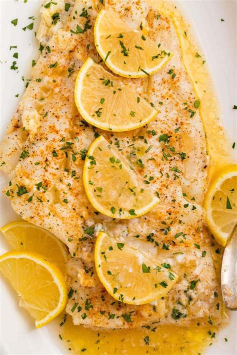 Baked Fish with Lemon-Garlic Butter Sauce - 40 Aprons