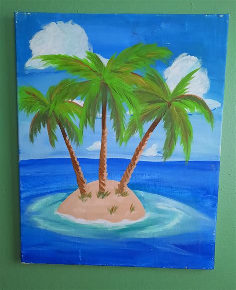 Lonely Island// Island Painting // Palmtree Painting - Etsy