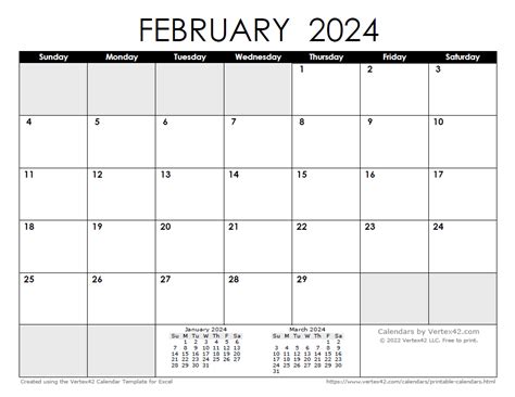 Free Printable Calendar 2024 February One Month - Corie Donelle