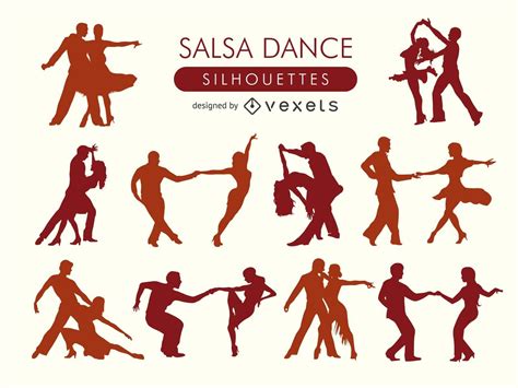 Salsa Dancers Silhouette Set Vector Download