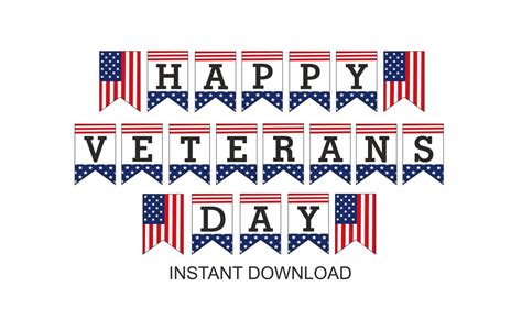 Happy Veterans Day Banner Printable / Printable Happy Veterans Day ...