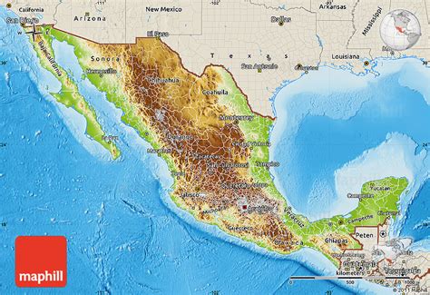 Physical Map Of Mexico : Mexico Map Physical Worldometer, The state of baja california is in ...