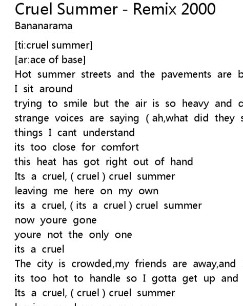 Cruel Summer Remix Lyrics - My Listed Post