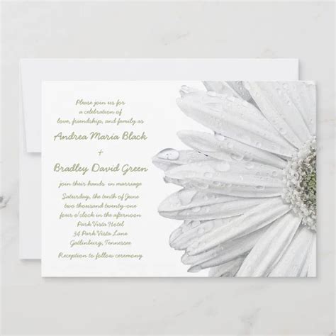 White Gerbera Daisy Wedding Invitation | Zazzle