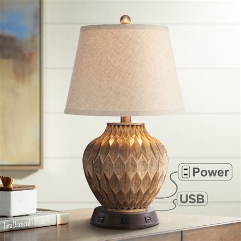 360 Lighting Modern Accent Table Lamp with USB and AC Power Outlet ...