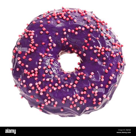 Delicious purple donut on white background Stock Photo - Alamy