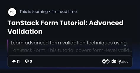 TanStack Form Tutorial: Advanced Validation : r/FullStack