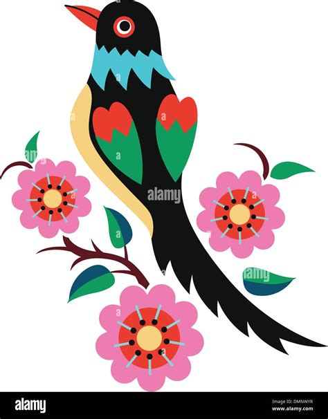 flower branch and bird design Stock Vector Image & Art - Alamy