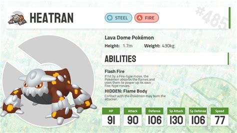 #0485 Heatran - Pokecharms PokéDex