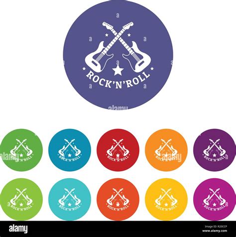 Rock n roll icons set vector color Stock Vector Image & Art - Alamy