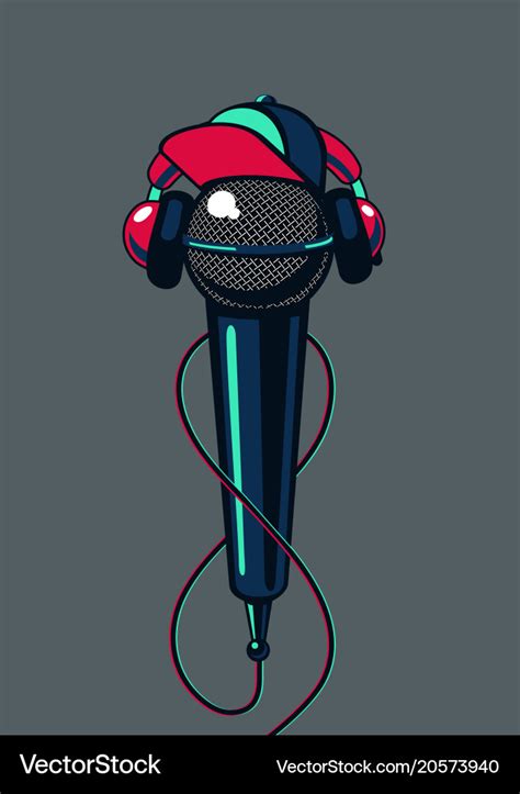 Hip hop microphone with cap on isolated background