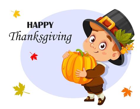 Premium Vector | Happy Thanksgiving Day Cute little cartoon boy