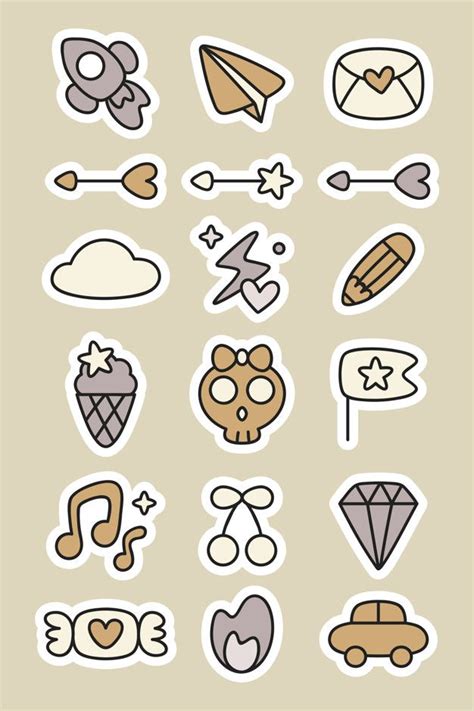 Free Vector | Doodle stickers planner set | Cute stickers, Scrapbook ...