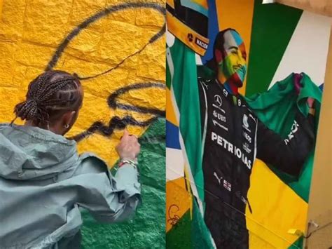 WATCH: Lewis Hamilton autographs a MASSIVE mural paying tribute to his 2021 Brazilian GP win