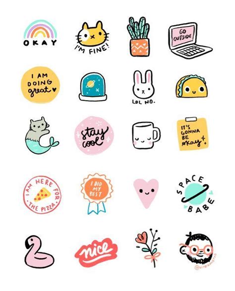 Cute illustrations | Dessin kawaii à imprimer, Carte du monde a imprimer, Autocollant