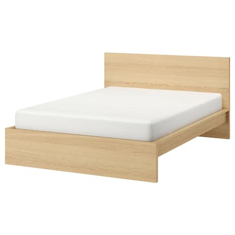 MALM Bed frame, high, white stained oak veneer/Luröy, King - IKEA