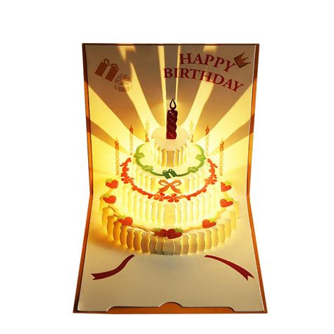 Happy Birthday Card|Music Light Greeting Card with Pop Up Birthday Cake ...