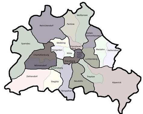 Map of the Berlin districts. | Map, Berlin, Trip