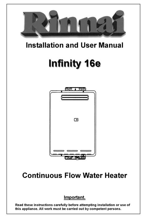 RINNAI INFINITY 16E INSTALLATION AND USER MANUAL Pdf Download | ManualsLib