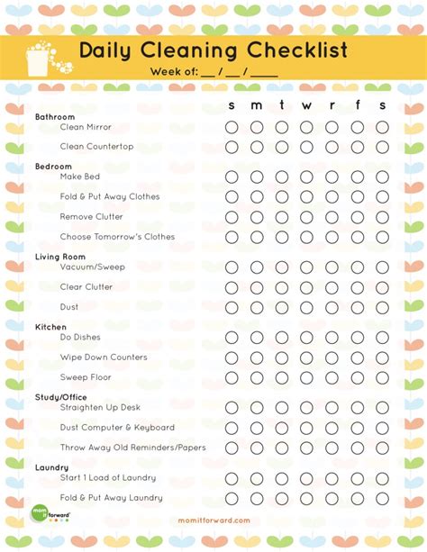 Daily Cleaning Checklist Printable - Mom it ForwardMom it Forward