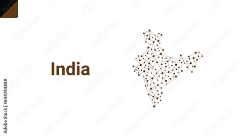 Map of India (Bharat) made from points and lines on a white background ...